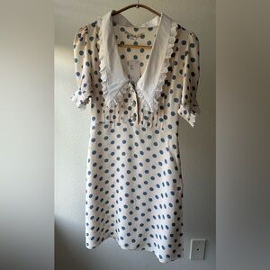 SOLD NWT Kimchi Blue Blue & White Polka Dot Mini Dress Size XS